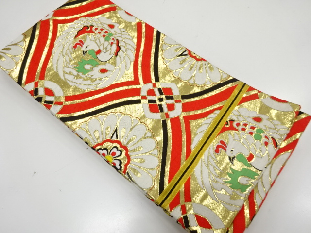 JAPANESE KIMONO / ANTIQUE OBI FOR KIDS / WOVEN PHOENIX